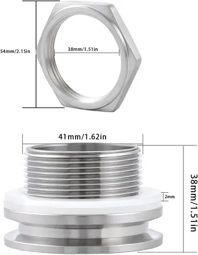 Miniatura 2 de 1.5" Tri Abrazadera Tabique Colocaciones de compresión, tabique sin soldadura de la caldera del brebaje casero del acero inoxidable 304