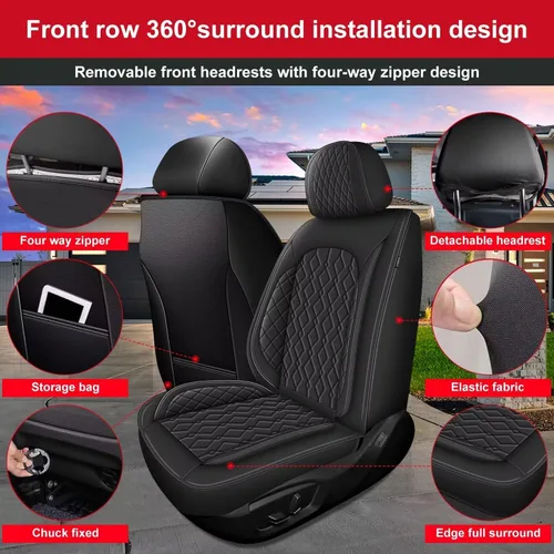 Miniatura 3 de DISUTOGO Fundas de asiento para Toyota 4Runner 2003-2024 2025: juego completo de fundas de asiento de automóvil impermeables de piel sintética