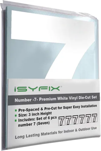 Miniatura 28 de iSYFIX - Calcomanías de vinilo blancas con número 0 (cero) - Juego de 6 unidades de 1.5 pulgadas autoadhesivas - Decalcomanías premium troqueladas