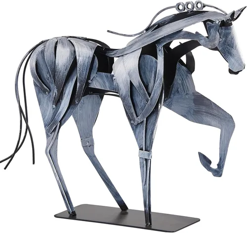 Miniatura 7 de SunBlogs Art Estatua de caballo hecha a mano - Decoración rústica única para oficina y hogar - Escultura de metal pintada a mano - Regalo artesanal