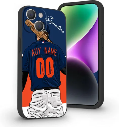 Miniatura 28 de Estuche de Béisbol Personalizado con Nombre y Número de Liquid Silicone para iPhone 17 Air 16 15 Pro Max 14 13 Mini 12 11 Xs Xr SE3 8 7 6 Plus