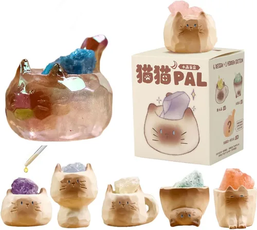Figuras de caja sorpresa con temática de gato de cristal de diamante, bolsa misteriosa, diseño aleatorio, figuras de acción coleccionables, Gato de