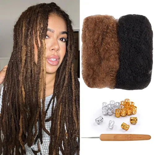Miniatura 39 de Extensiones Loc de 10 pulgadas de grosor de cabello humano de 10 pulgadas, 10 hebras, extensiones de rastas de cabello humano para mujeres