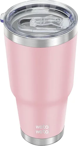 Miniatura 34 de WETOWETO - Vaso de 30oz, taza de viaje con aislamiento al vacío de acero inoxidable, taza de café y agua con recubrimiento en polvo de doble pared