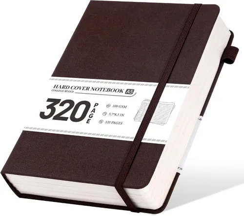 Miniatura 13 de CAGIE Cuaderno rayado, 320 páginas cuaderno rayado grueso para la universidad, papel de 100 g/m², diarios de tapa dura de cuero A5 para escribir Azul
