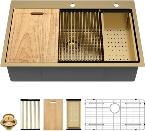 Miniatura 14 de Kichae Fregadero de Cocina de 21x20 Pulgadas, Fregadero de Barra Pequeño, Fregadero de Acero Inoxidable, Montaje Superior, Montaje Inferior