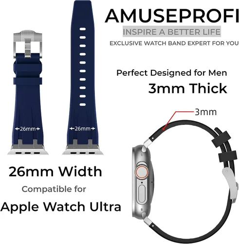 Miniatura 3 de Apple Watch Band para iWatch Ultra Series, correa de reloj de silicona para hombres, diseño fresco, compatible con Apple Watch de 1.929 in, 1.772