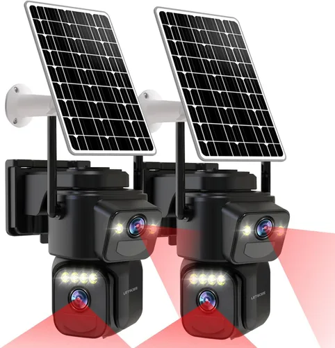 LETSCEE Cámaras de Seguridad WiFi para Exteriores, Cámaras 5G/2.4G para Seguridad del Hogar con Energía Solar con Lente Dual, Detección de Paquete 2