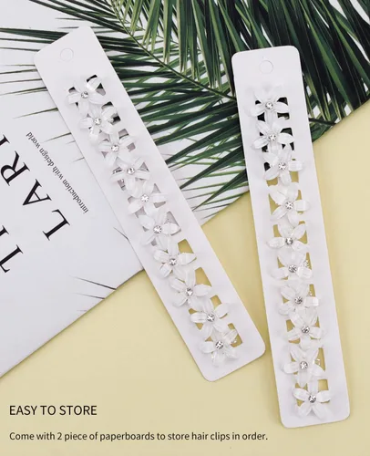 Miniatura 5 de Wecoe Pinzas para el cabello decorativas blancas pequeñas con flores para mujer, 20 piezas de lindos accesorios para el cabello, juego de regalo