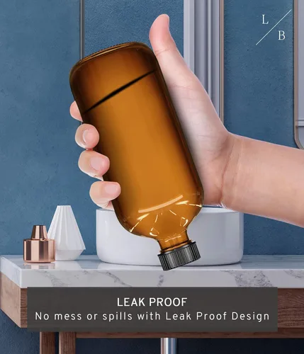 Miniatura 7 de LiBa Paquete de 2 botellas de vidrio ámbar, botella de spray vacía recargable de 16 onzas para limpieza, aceites esenciales, cabello, plantas