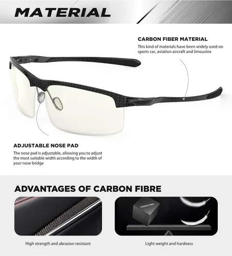 Miniatura 5 de ANYLUV Gafas de luz azul para hombre, lentes de bloqueo de luz azul, templo de fibra de carbono, gafas de computadora para juegos, antifatiga ocular