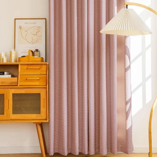 Miniatura 5 de Cortinas 100% opacas para guardería, paneles de ojales con aislamiento térmico y reducción de ruido con textura de espiga, forro negro de doble