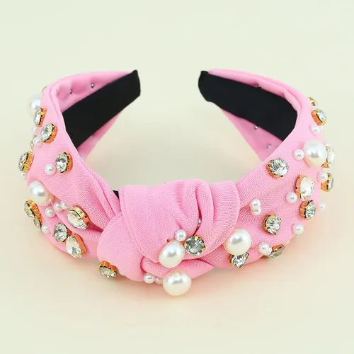 Miniatura 3 de Diadema con joyas anudadas para mujer, con forma de corazón, adornado con cristal, con parte superior mixta, accesorios para el cabello de nailon