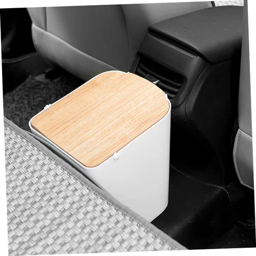 Miniatura 6 de Bote de basura de plástico moderno con tapa tipo prensa para baño y cocina, diseño compacto con capacidad