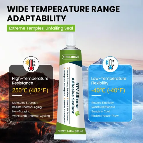 Miniatura 4 de SHIELDOM RTV Sellador Adhesivo de Silicona 100% Sellador de Silicona Masilla Multiusos Impermeable Adherencia Más Fuerte, Resistente al Encogimiento