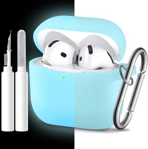 Miniatura 21 de Funda protectora completa de silicona suave para AirPods 4 con llavero y kit de limpieza, compatible con Apple Airpods 4 para mujeres y hombres
