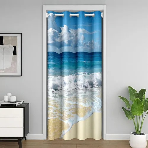 Miniatura 9 de Erosebridal Cortinas opacas de hojas para ventana de puerta, cortinas opacas de hojas blancas y negras, cortina de puerta de hojas, plantas Hojas