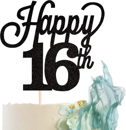 Miniatura 15 de 1 paquete de decoración para pastel de 12 años, purpurina negra número 12, doce cumpleaños, decoración para felicitaciones a 12 años de edad, 12