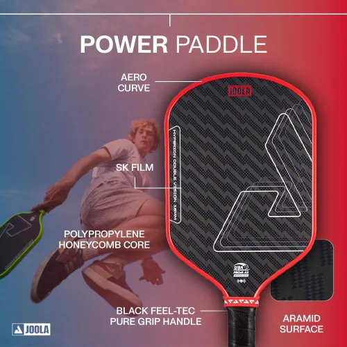 Miniatura 3 de JOOLA Double Vision - Paleta de pickleball de 16mm (0.63 pulgadas) - Forma Signature y estándar - Superficie de aramida para un tacto más suave