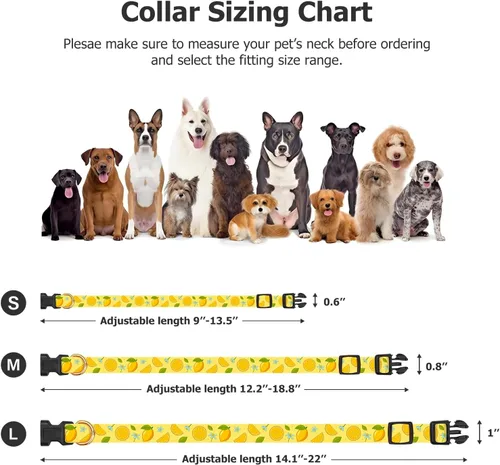 Miniatura 3 de Collar de perro hecho a mano para perros pequeños, medianos y grandes, amarillo limón con colgante, collar de moda para otoño e invierno (Pequeño)