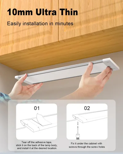Miniatura 7 de MYPLUS Kit de iluminación LED para debajo del gabinete, luz de cocina de 5 temperaturas de color debajo de la cabina con aplicación de malla