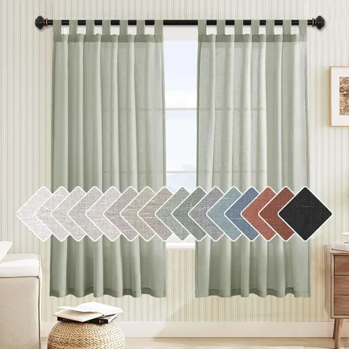 Miniatura 32 de H.VERSAILTEX Cortinas aireadas mezcladas de lino natural con pestaña superior para sala de estar, decoración del hogar, material suave y rico que