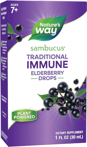 Nature's Way Sambucus - Gotas tradicionales de saúco inmune, extracto de saúco, apoyo inmunológico tradicional*, para mayores de 7 años, 100 mg por