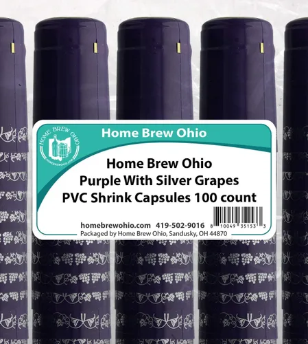 Miniatura 2 de Home Brew Ohio Cápsulas retráctiles de PVC púrpura con uvas plateadas, 100