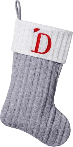 Miniatura 36 de Medias de Navidad personalizadas de 19 pulgadas con iniciales bordadas, medias de Navidad de punto negro para decoraciones de vacaciones familiares