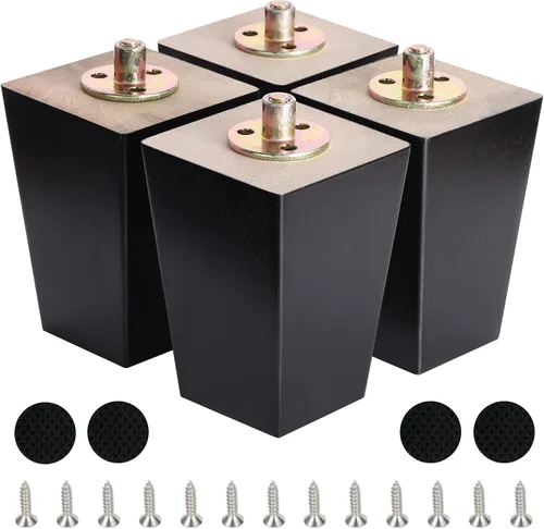 Miniatura 7 de Juego de 4 patas de madera para muebles de 3 pulgadas, patas de madera para sofá, sofá, patas de repuesto modernas de mediados de siglo para mesita