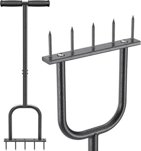 BeneLabel Aireador de césped manual manual con picos sólidos, aireadores de césped para césped con mango en T de goma suave que revive la salud del