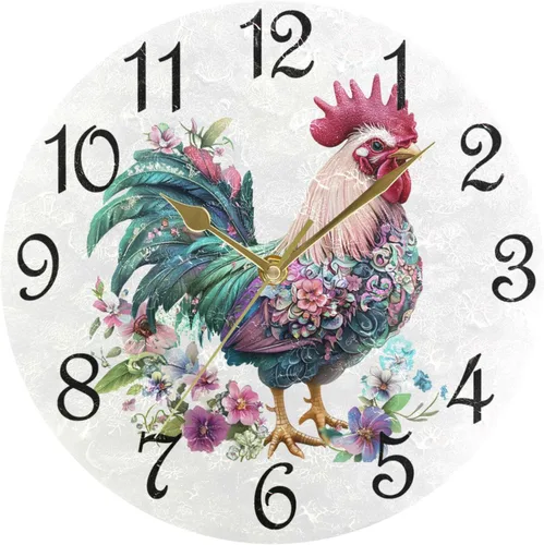 Miniatura 22 de Reloj de pared rústico retro con puerta de granero de madera, marrón, azul, funciona con pilas, silencioso, sin tictac, 10 pulgadas, reloj de mesa