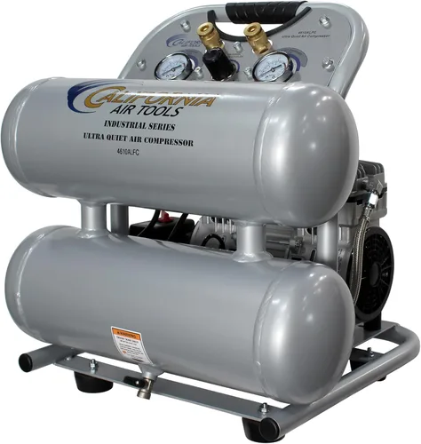 Miniatura 8 de Compresor de aire eléctrico portable con tanque doble de aluminio, de 4.6 galones 1.0 hp, ultra silencioso y sin aceite, color plata, California Air