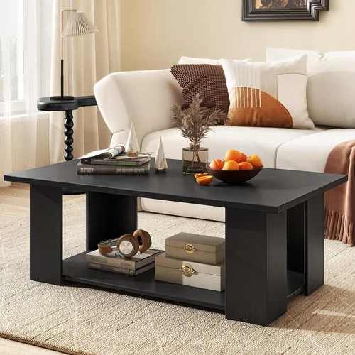 Miniatura 2 de GOFLAME Mesa auxiliar con almacenamiento, mesa central moderna para espacios pequeños, mesas de té decorativas para sala de estar, sala de Negro
