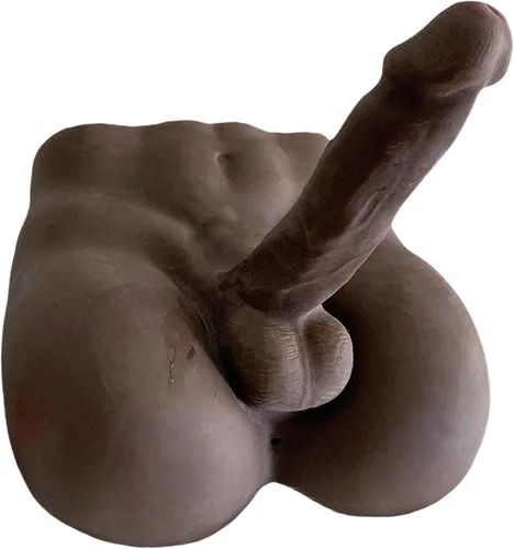 Muñeca sexual realista de torso masculino para mujeres y parejas, diseño realista con consolador flexible enorme polla, juguete negro 2 en 1 para