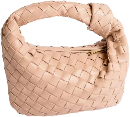 Bolso de mano tejido de piel sintética suave para mujer, bolso de hombro tejido, bolso de mano casual, bolso de mano para mujer, bolso de mano para