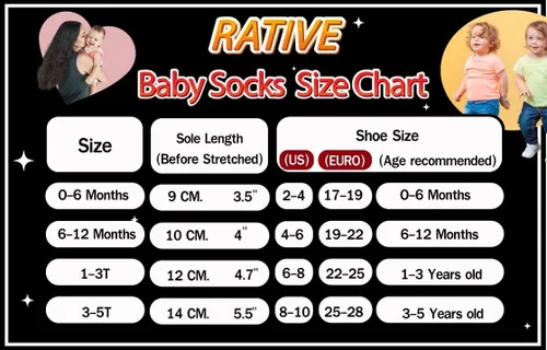 Miniatura 4 de RATIVE Calcetines de algodón antideslizantes antideslizantes con puños para bebés, niños y niñas