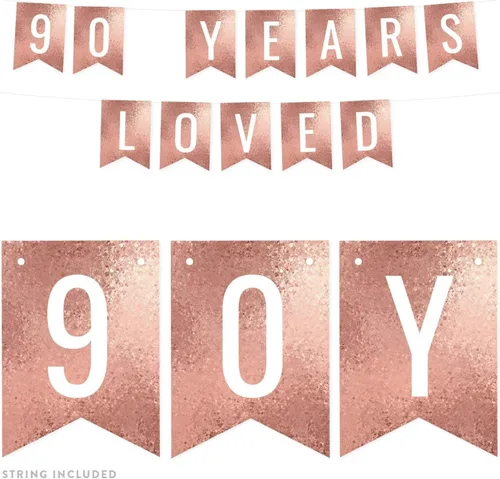 Miniatura 23 de Andaz Press Pancarta decorativa de mosaico con purpurina de oro rosa para fiesta de cumpleaños, 100 años de amor, aproximadamente 5 pies, 1 juego