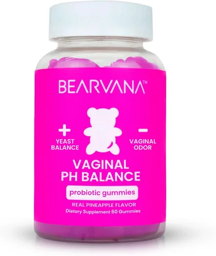 BEARVANA Gomitas probióticas y apoyo vaginal para el pH para mujeres, suplemento de bienestar femenino y cuidado íntimo con vitamina C, sabor a