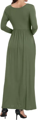 Miniatura 5 de HAOMEILI - Vestido largo de manga cortalarga, holgado, liso, informal y con bolsillos para mujer
