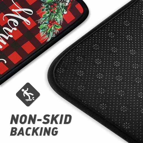 Miniatura 4 de 2 piezas de alfombras y tapetes de cocina de Navidad para el suelo con respaldo antideslizante, decoración de cocina de Navidad feliz, juego