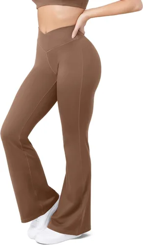 Miniatura 2 de HEGALY Pantalones de yoga acampanados para mujer, leggings cruzados, suaves, de cintura alta, pantalones casuales de entrenamiento con corte de bota
