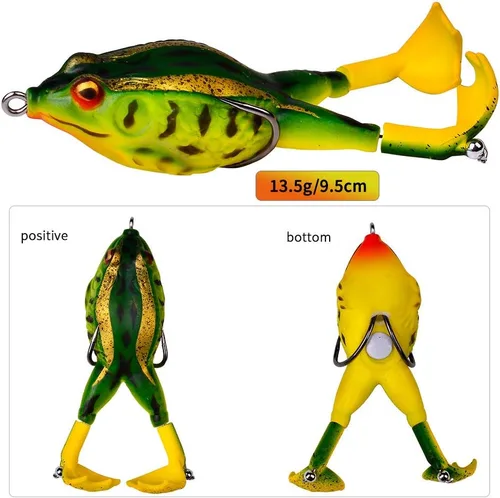 Miniatura 6 de Señuelo de rana, señuelo de ratón, señuelo de araña, kit de señuelo de pesca de trucha, agua dulce y salada, rana realista, cebo suave para lubina