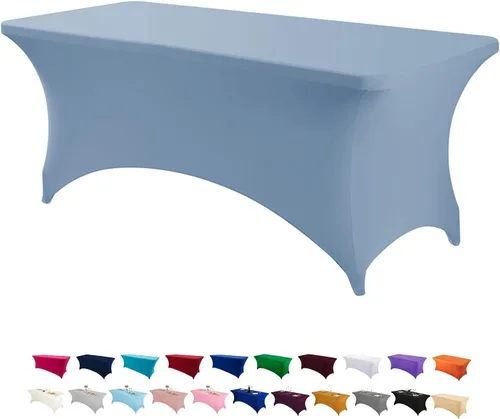 Miniatura 33 de Peomeise - Funda de mesa de elastano de 4 pies, mantel rectangular elástico de elastano (verde manzana, 4 pies)