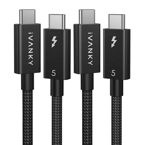 Miniatura 8 de IVANKY Certificado Intel Cable Thunderbolt 5 de 3.3 pies, hasta 120 Gbps y 240 W, cable Thunderbolt trenzado premium de 80 Gbps, compatible