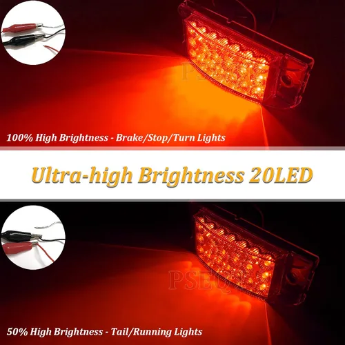Miniatura 2 de PSEQT Luces de marcador rectangulares de 6 pulgadas, luces LED rojas para remolque, impermeables, con 20 diodos y luces direccionales delanteras