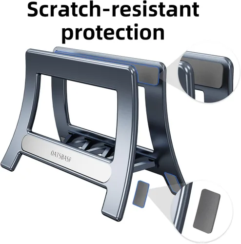 Miniatura 4 de Soporte vertical para laptop para escritorio, soporte para MacBook con bloqueo automático por gravedad, soporte vertical de plástico ABS compatible