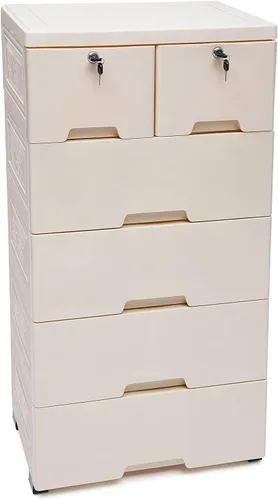 Miniatura 7 de Cajones de plástico, armario de almacenamiento con 6 cajones, cajones de armario, organizador alto para ropa, sala de juegos, muebles de dormitorio