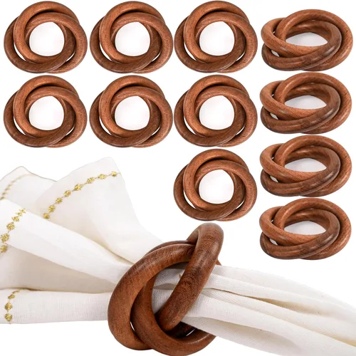 CLEENTABLE Juego de 8 servilleteros de tres anillos, servilleteros decorativos para esposas, servilleteros a granel para decoración de fiestas, mesa