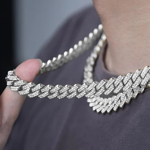 Miniatura 2 de nkjegol Cuban Chain Necklaces SilverGold Cuban Link Chains Mens Iced Out Miami Bling Diamond Hip Hop Jewelry for Women